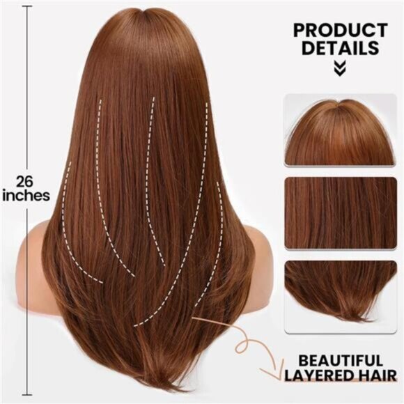 Strawberry Blonde Wig With Bangs For Women
